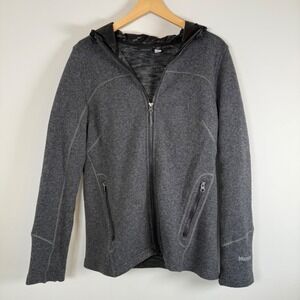 Marmot Women's Wool Zip Up‎ Thermal Winter Jacket Coat Gray Puffer Hood Large